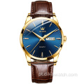 Casal OLEVS 2872 marca masculina relógio moda casual marrom pulseira de couro movimento quartzo relógios masculino 2021